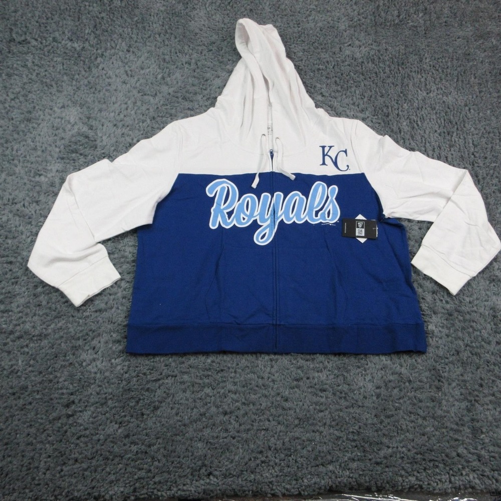 Kansas City Royals Hoodie Mens 3XL Blue White MLB Baseball Zip Up New Era NWT
